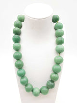 0.925 Sterling Silver Clasp Dyed Green Jade Bead 233.2g Necklace 20 In Do1224rxzde