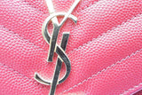 Yves Saint Laurent Quilted Chevron Red Leather Envelope Chain Wallet Eb1026wrxde