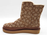 Coach Indi Booties Khaki Tan Signature Fur Lined Boots Size Eu 38 Do0225rxde