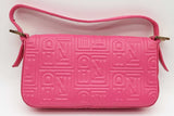 Fendi Embossed Logo Pink Nappa Leather Baguette Shoulder Bag Eb0826sxzde