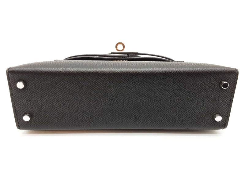 Hermes Mini Kelly Sellier Noir Black Epsom Palladium Crossbody Bag Do0925orxzxde