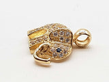 White And Blue Czs 14k Yellow Gold 3.8g Elephant Pendant Do0726oorde