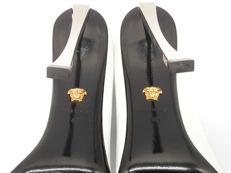Versace Decollete T.110 Vitello Blanco White Leather Heels Size Eu 40 Do0825cxde