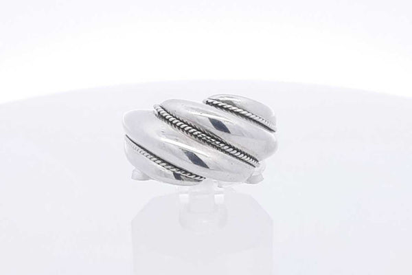 Tiffany & Co. 18k & 925 Sterling Silver Twisted Rope Dome Ring Size 8 Eb0324exsa