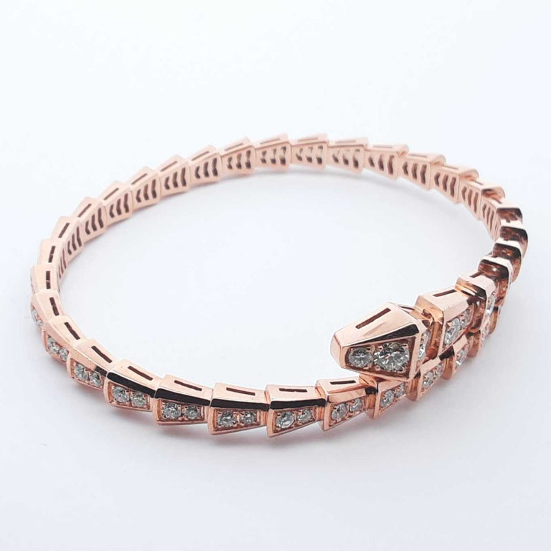 Bvlgari Rose Gold Pave Diamond Boheme Bangle 6.5 In 2.5cttw 27.1g Lh0724llxzxde