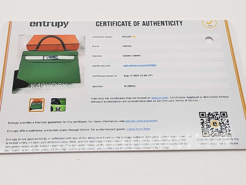 Hermes Mini Kelly Tricolor Green Gray Epsom Palladium Hardware Bag Do0925oxzxzde