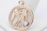 14k Yellow Gold Gemini Zodiac Pendant With A Diamond 3.9 Grams Eb0326wxzsa