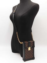 Louis Vuitton Vertical Trunk In Monogram Coated Canvas & Black Leather Fw0726rxzdu