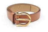 Salvatore Ferragamo Gancini Brown Leather Belt With Gold Tone Buckle Eb0923crdu