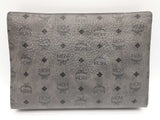 Mcm Studded Gray Viestos Coated Canvas Zipper Pouch Clutch Do0724oxzde