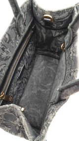 Versace Athena Small Tote Bag In Gray Barocco Canvas Fabric Fw1225wxzdu