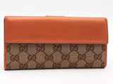Gucci Gg Monogram Canvas & Leather Heart Clasp Beige / Tan Wallet Aa0826lorsa