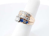 3.0 Cttw Diamond & Sapphire Wedding Ring In 14k Gold 9.9g Size 6.25 Fw0826lcrxdu