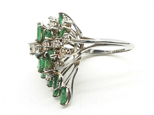 Emeralds Approx 2.0 Ctw Diamonds White Gold 10.1g Ring Size 7.25 Do1024ixzde