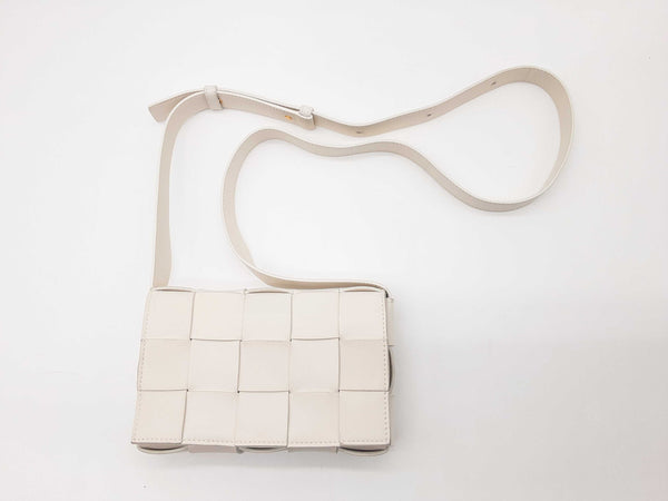 Bottega Veneta Cassette Intreccio White Leather Crossbody Bag Do0724ixzde