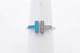 Tiffany & Co. Diamond & Turquoise T Wire Ring 18k White Gold 4.1g Eb1124orxsa