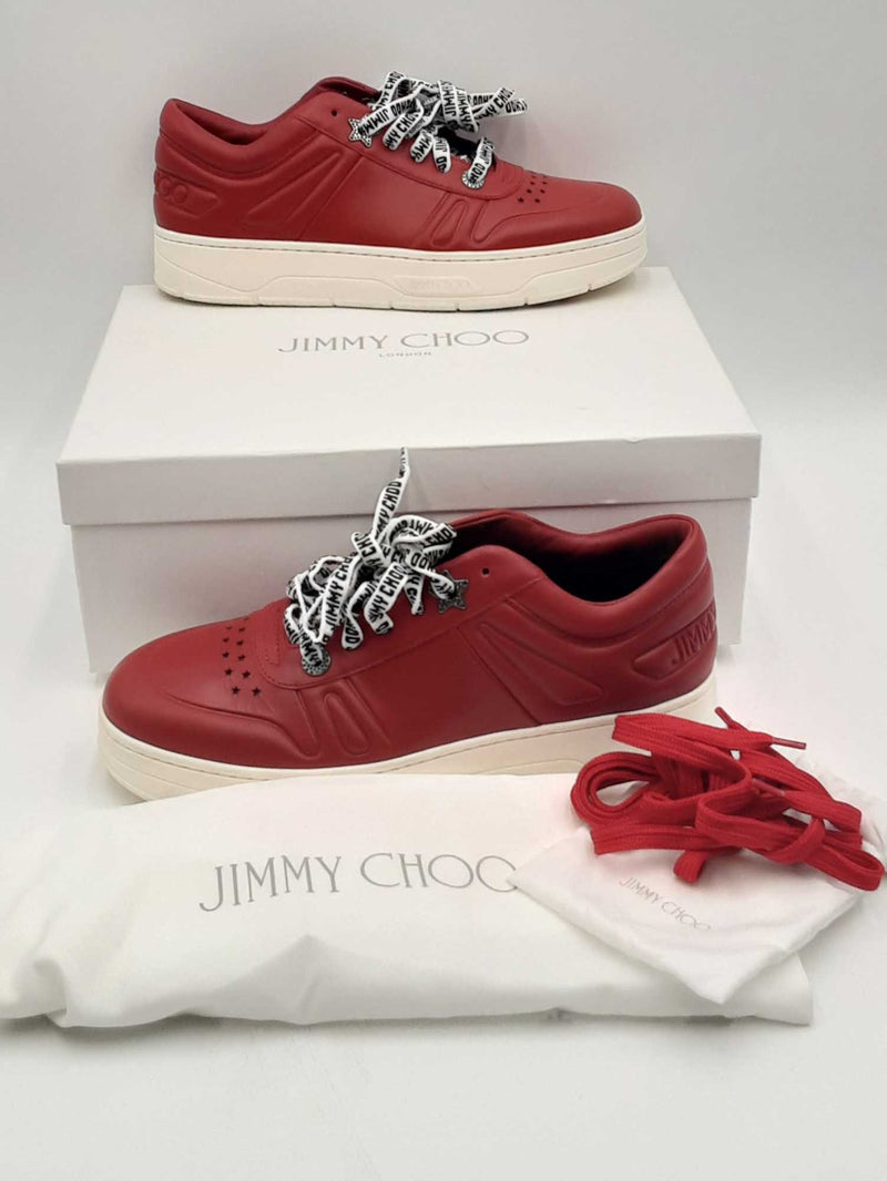 Jimmy Choo Hawaii Low Top Red Leather Sneakers Size 39 Eb0123oxzsa