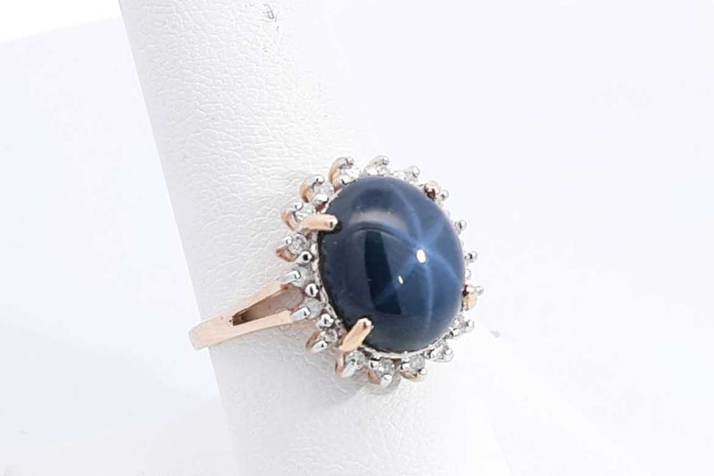 Blue Gemstone & Diamond Ring In 14k Yellow Gold 5.2 Grams Size 7.5 Eb1024olrsa