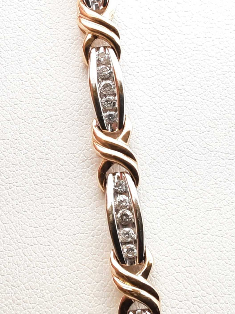 1.10 Cttw Diamond & 10k Two-tone Gold Bracelet 10.8 Grams 7 Inch Fw0624irxdu