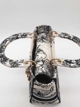 Christian Dior Lady D-lite Black & White Embroidered Top Handle Bag Eb1225lrxzde