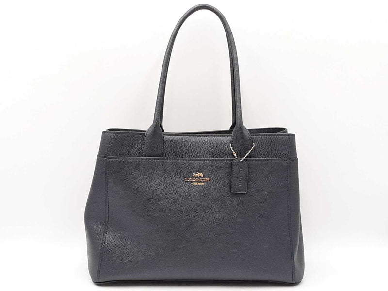 Coach Casey Tote Bag In Metallic Charcoal Crossgrain Leather Fw1025ixdu