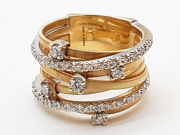 Marco Bicego Goa 7 Strand Diamonds 18k Two Tone Gold 11.6g Ring Size 6 Do0425ixzde