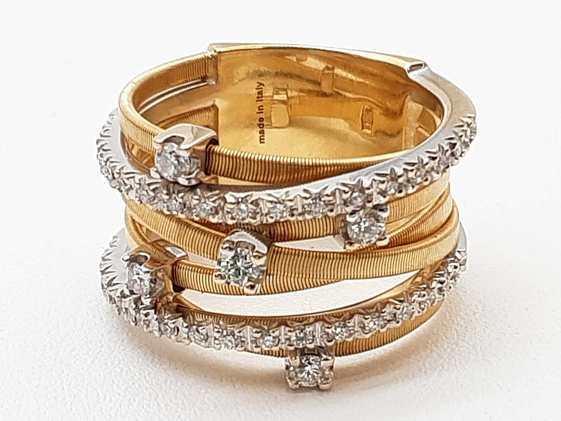 Marco Bicego Goa 7 Strand Diamonds 18k Two Tone Gold 11.6g Ring Size 6 Do0425ixzde