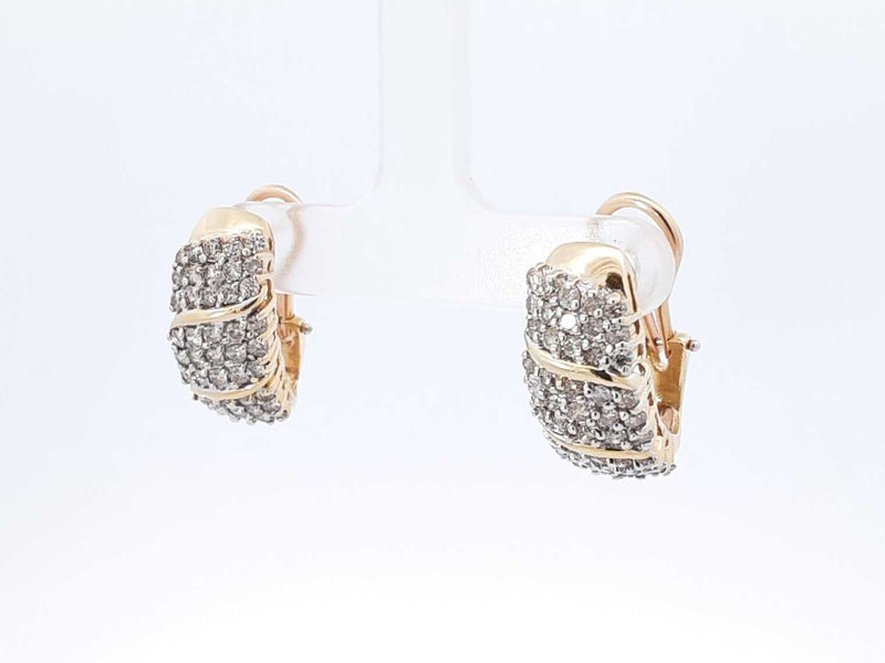 1.80 Cttw Diamond & 14k Yellow Gold J-hoop Earrings 9.4 Grams Fw0825przdu