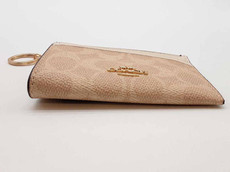 Coach Mini Skinny Sand Beige Signature Coated Canvas Id Case Do0325orde