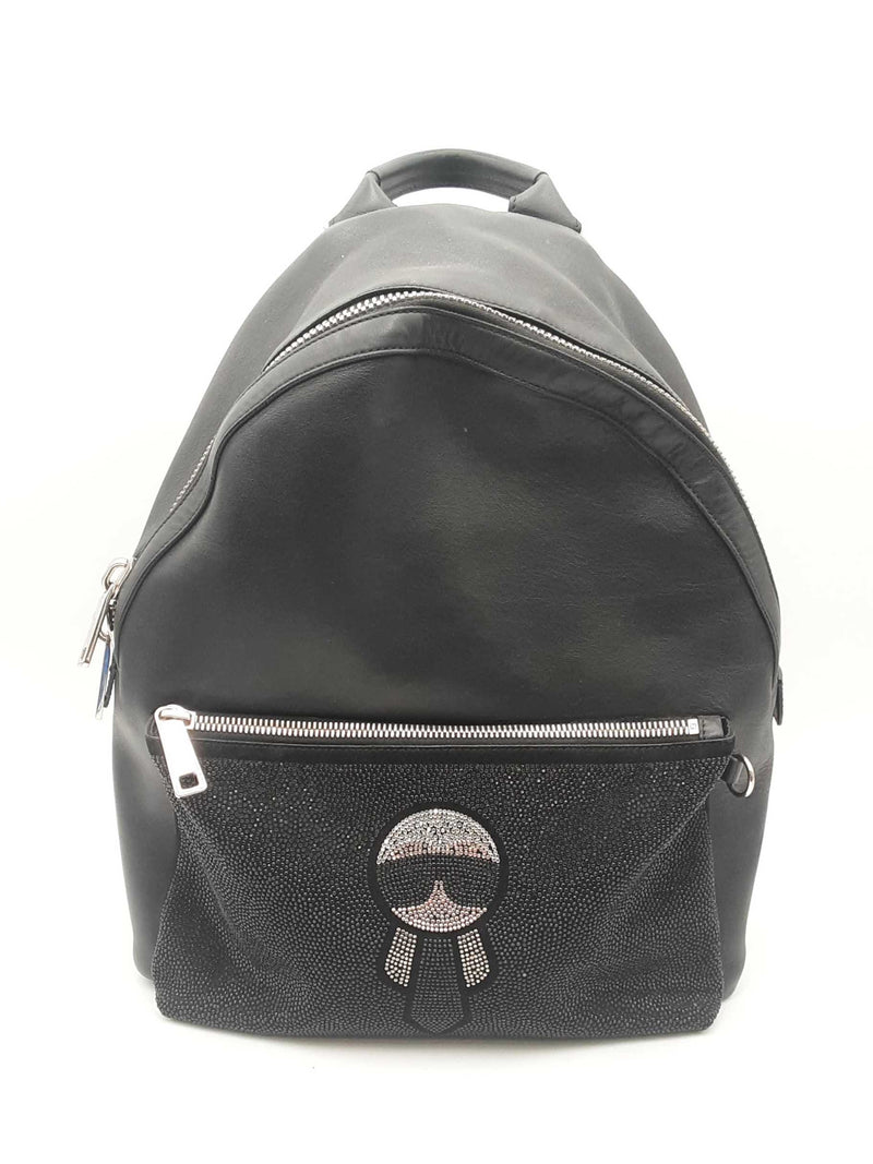Fendi Karlito Karl Lagerfeld Black Leather Backpack Sd1024orzsa