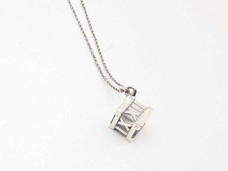 Tiffany & Co Sterling Silver Atlas Cube Necklace 18 In Lh0224oxzde