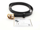 Gucci Black & Gold Calfskin Leather Marmont Thin Belt Size 30 Lh1124lrxde