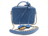 Chanel Cc Filigree Blue Caviar Leather Vanity Case Sd0925lorzsa
