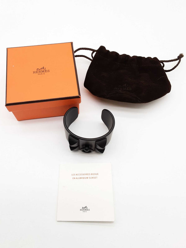 Hermes Collier De Chien Shadow Black Sunset Aluminum 47.0g Cuff Bracelet Do0525wxzde