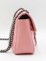 Gucci Marmont Medium Shoulder Bag In Pink Matelassé Chevron Leather Fw0925przdu