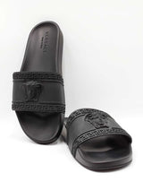 Versace Palazzo Slides In Medusa & Greca Embossed Rubber Size 11.5 Fw0926izdu