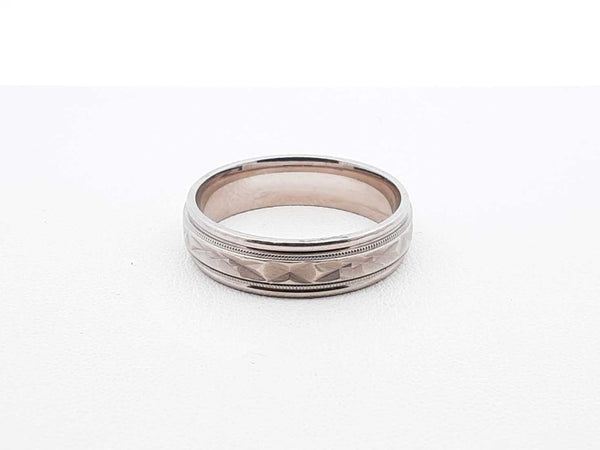 14k White Gold Etched Satin Finish Wedding Band 7.2 Grams Size 11 Fw0825oprdu