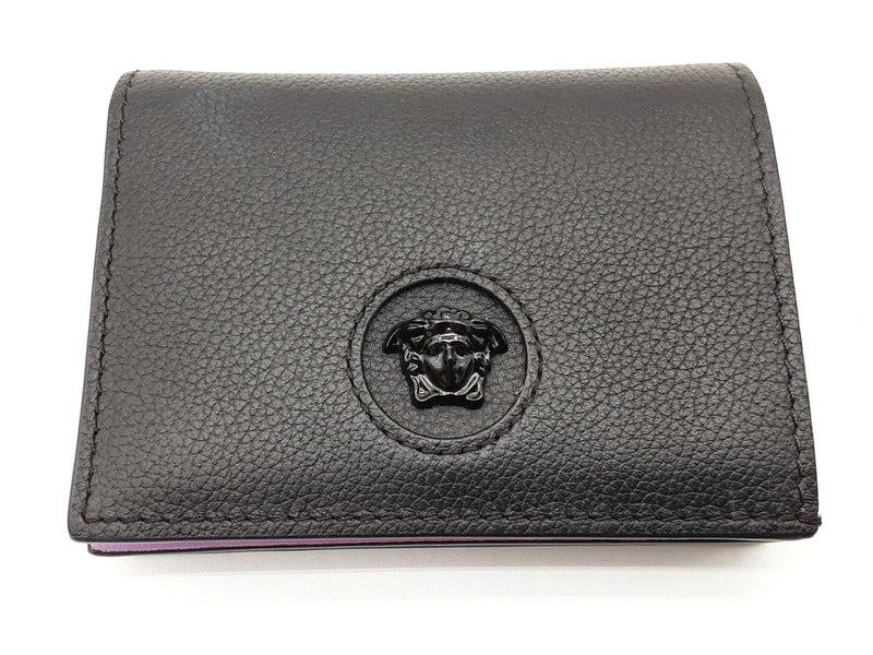 Versace Dpdi058 Black Lilac Purple Leather Bifold Wallet Do0925lxzde