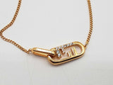 Fendi O'lock White Crystals Goldtone Metal Chain Necklace 19 In Do1225exde