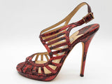 Jimmy Choo Red Python Printed Snakeskin Leather Heels Size Eu 40 Do0826lxzde