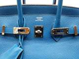 Hermes Birkin 25 Mykonos Blue Epsom Palladium Handbag Do0925lsxzxde