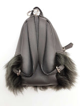 Fendi Monster Gray Leather Faux Fur Mini Backpack Pouch Bag Charm Do0925lrxde