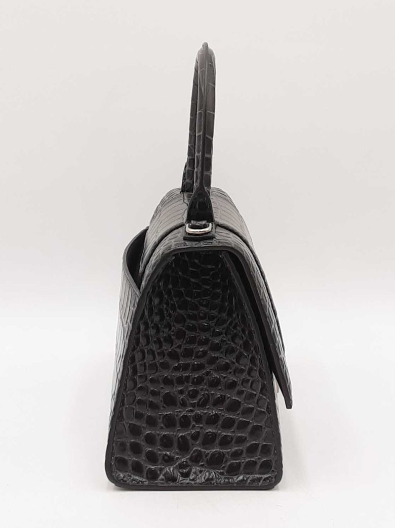 Balenciaga Hourglass Gray Crocodile Embossed Leather Top Handle Bag Fw0724lorxdu