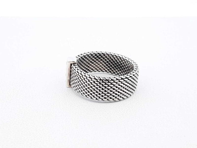 Tiffany & Co. Somerset Wide Mesh Ring In Sterling Silver 3.9g Size 5 Fw1125izdu