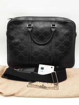 Gucci Jumbo Gg Monogram Black Leather Briefcase Eb0326cxzsa