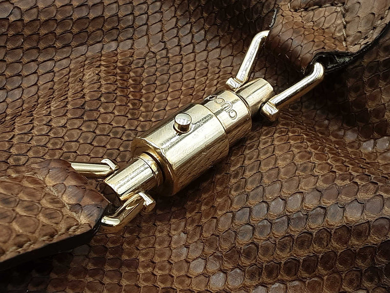 Gucci Jackie Hobo Bag In Glazed Chestnut Brown Python Leather Fw1025ocrdu