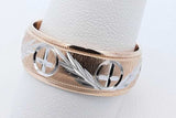 14k Yellow Gold Cross Engraved Wedding Band 7.7 Grams Size 10.5 Eb0626rxzde