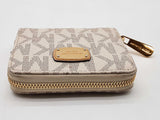 Michael Kors White Signature Coated Canvas Compact Zip Wallet Do1024lrde