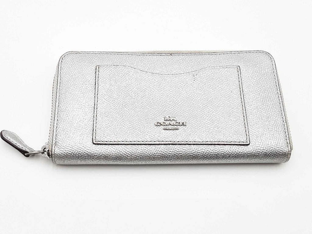 Coach Metallic Silver Crossgrain Leather Wallet Aa0626lzsa – Max Pawn