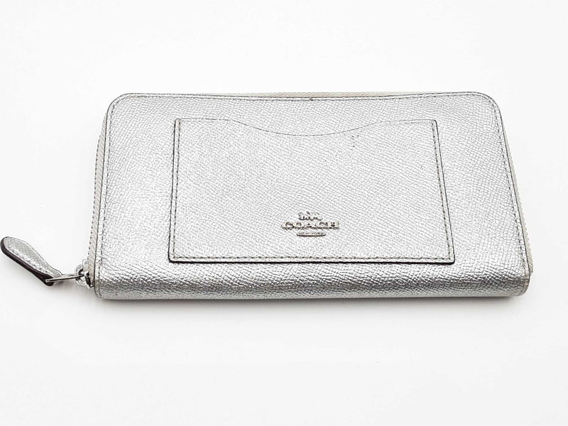 Coach Metallic Silver Crossgrain Leather Wallet Aa0626lzsa – Max Pawn